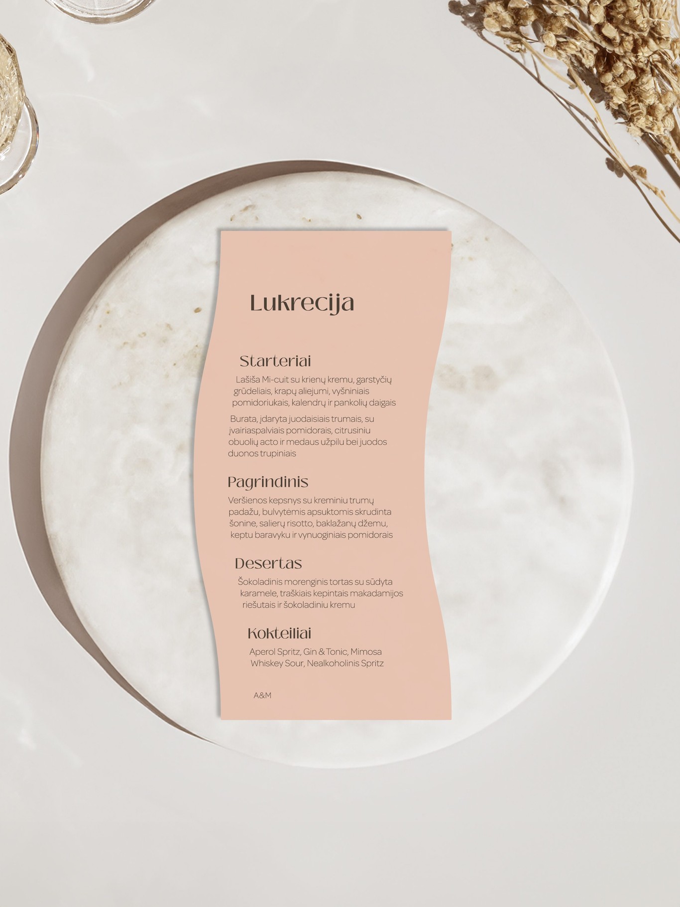 Meniu kortelė Savona