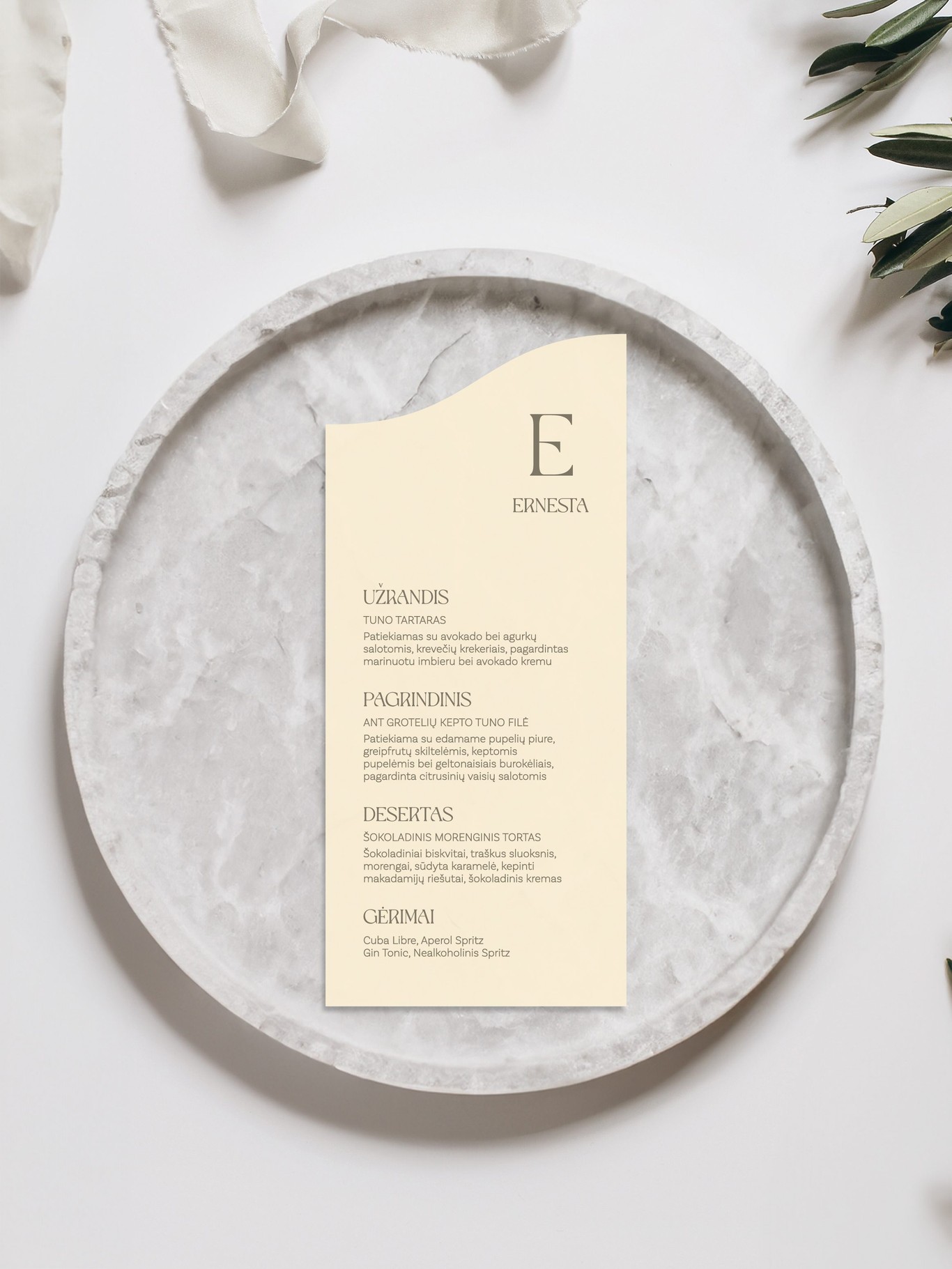 Meniu kortelė Merida