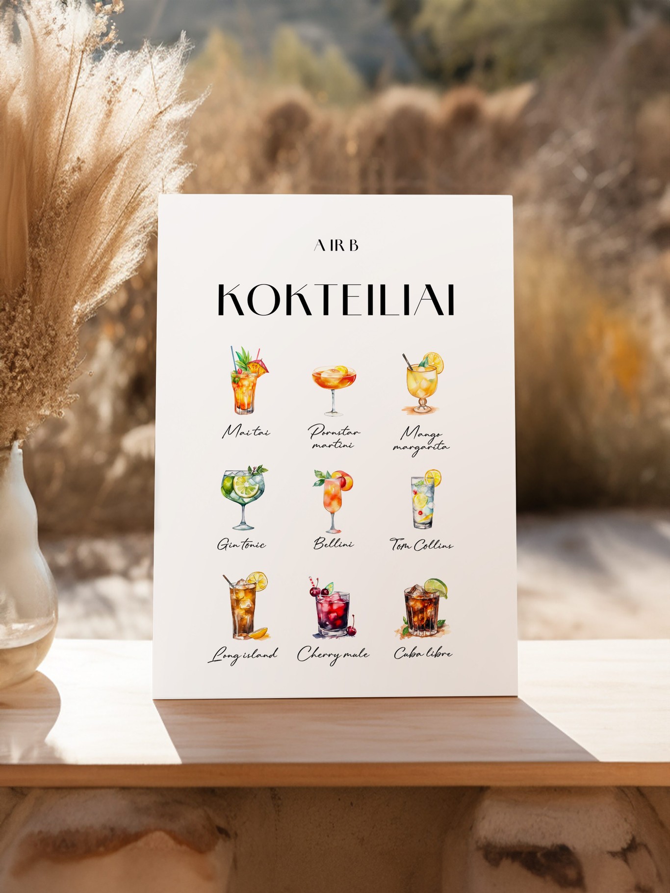 Kokteilių meniu lentelė Barselona