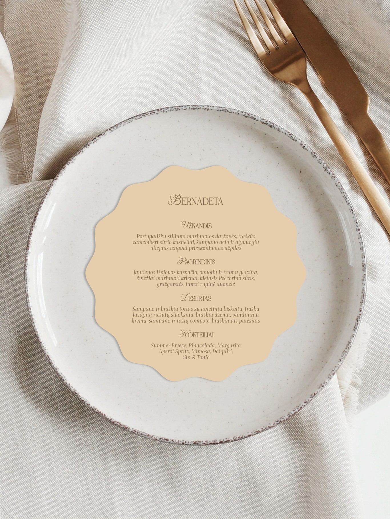 Meniu kortelė Siena