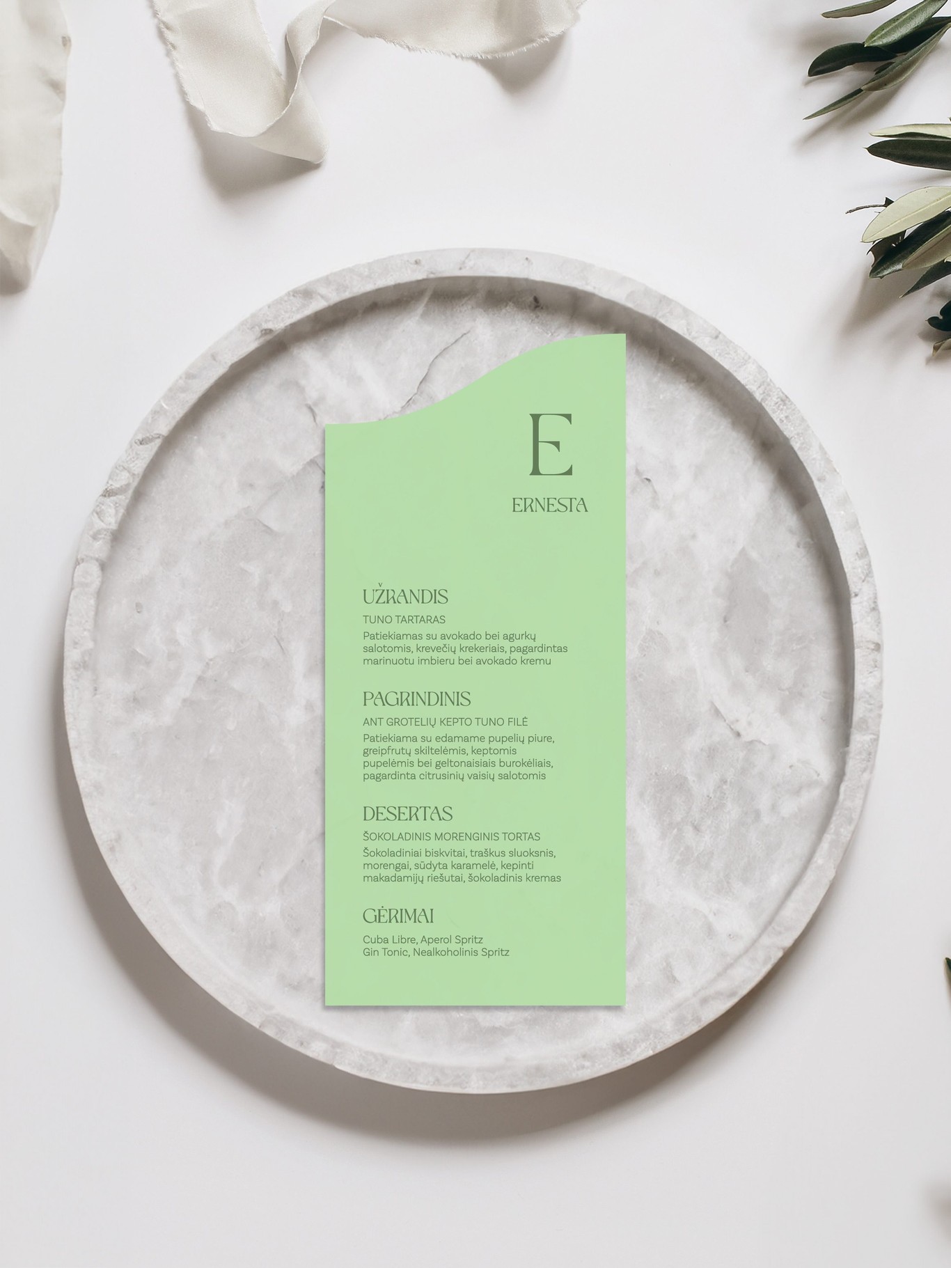 Meniu kortelė Merida