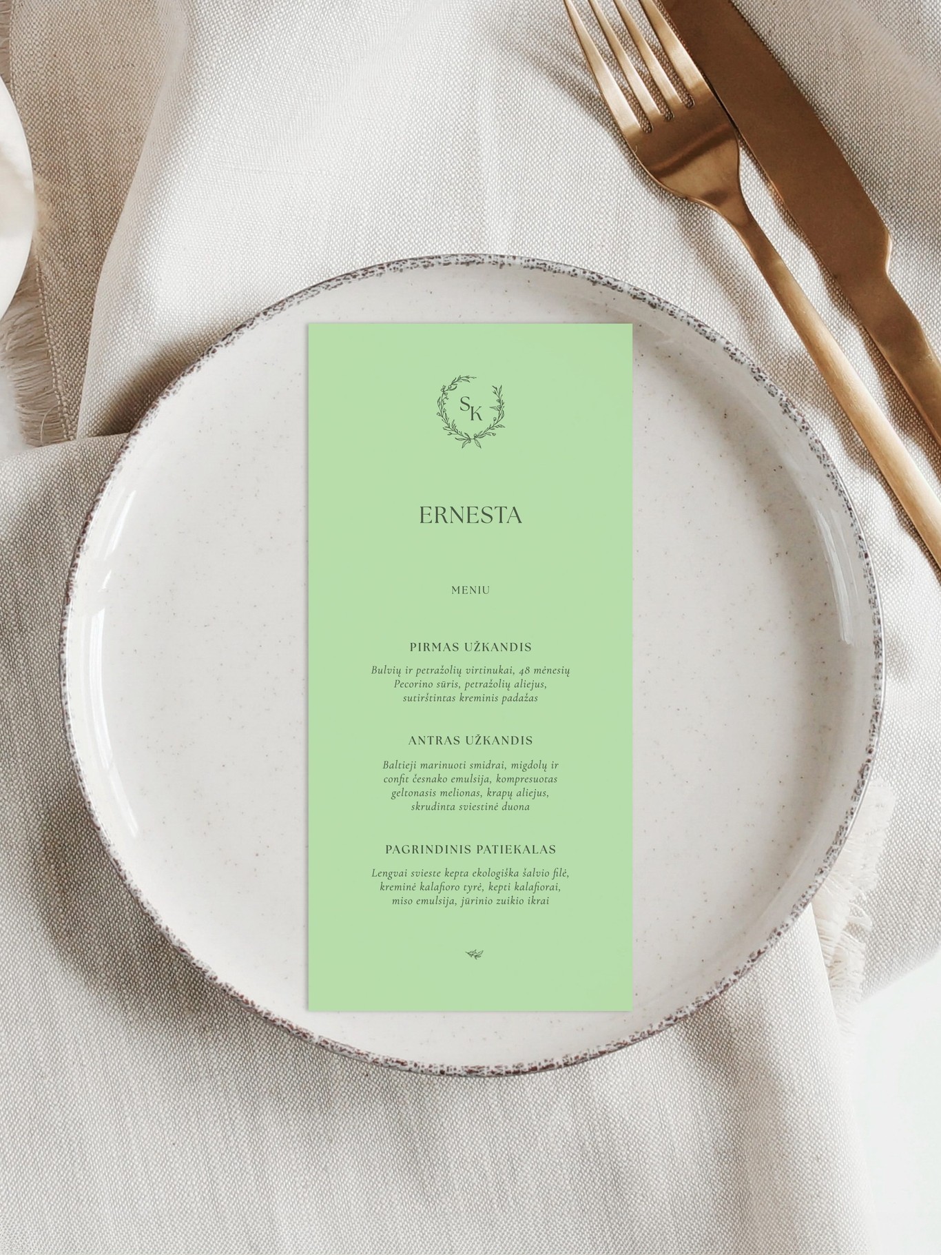 Meniu kortelė Briugė