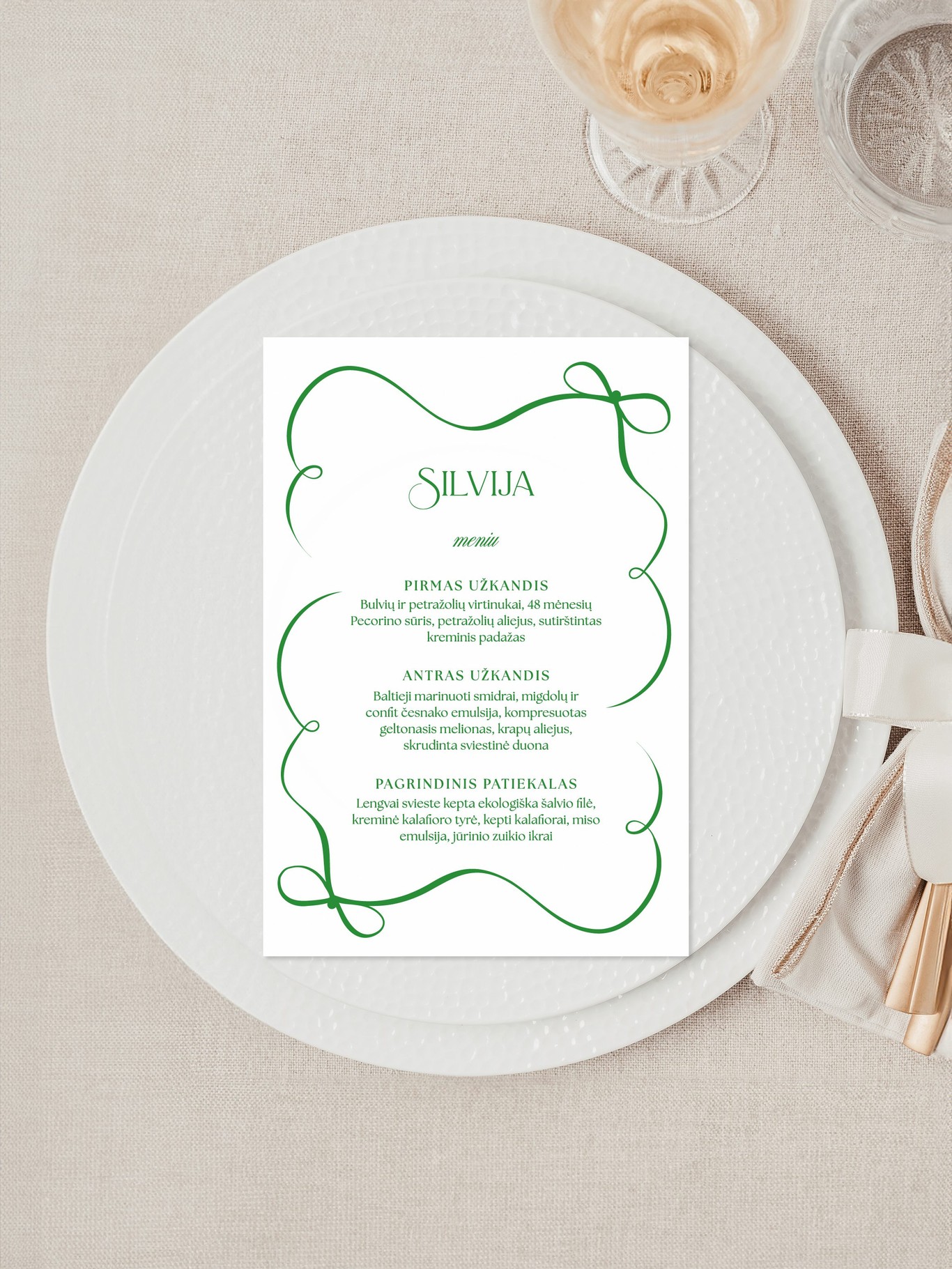 Meniu kortelė Versalis