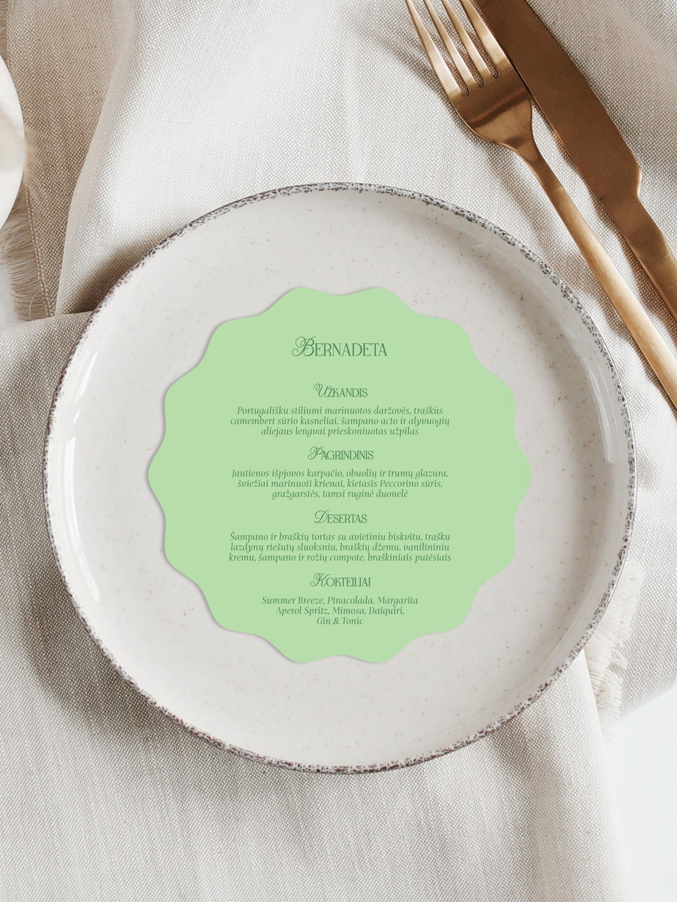 Meniu kortelė Siena