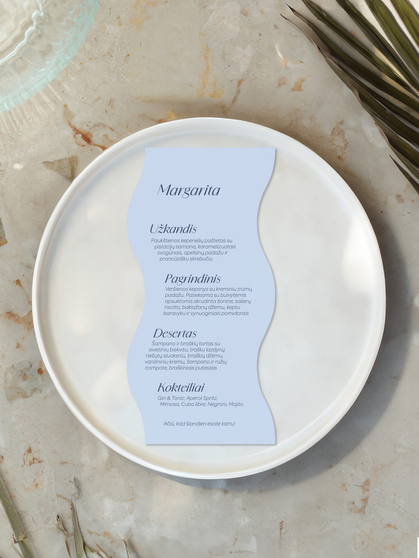 Meniu kortelė Verona