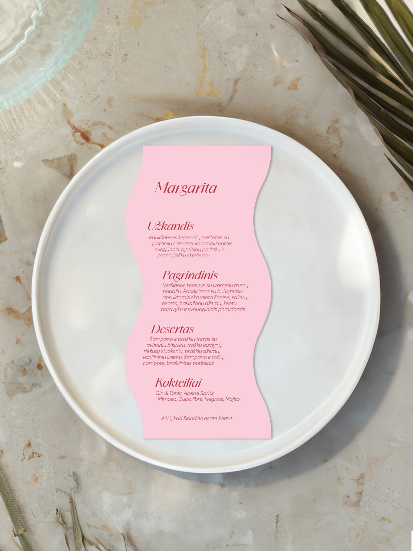 Meniu kortelė Verona