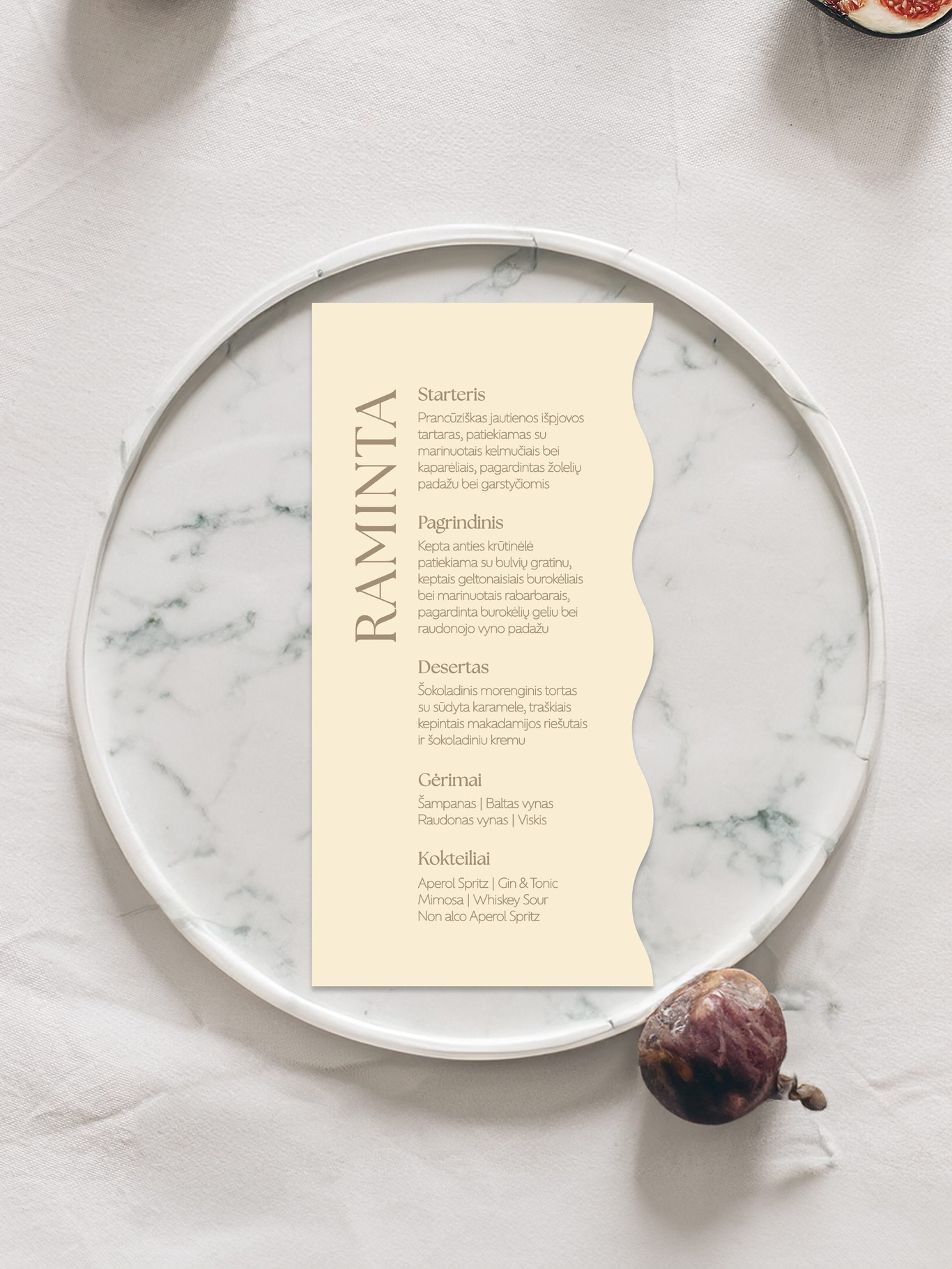 Meniu kortelė Palma