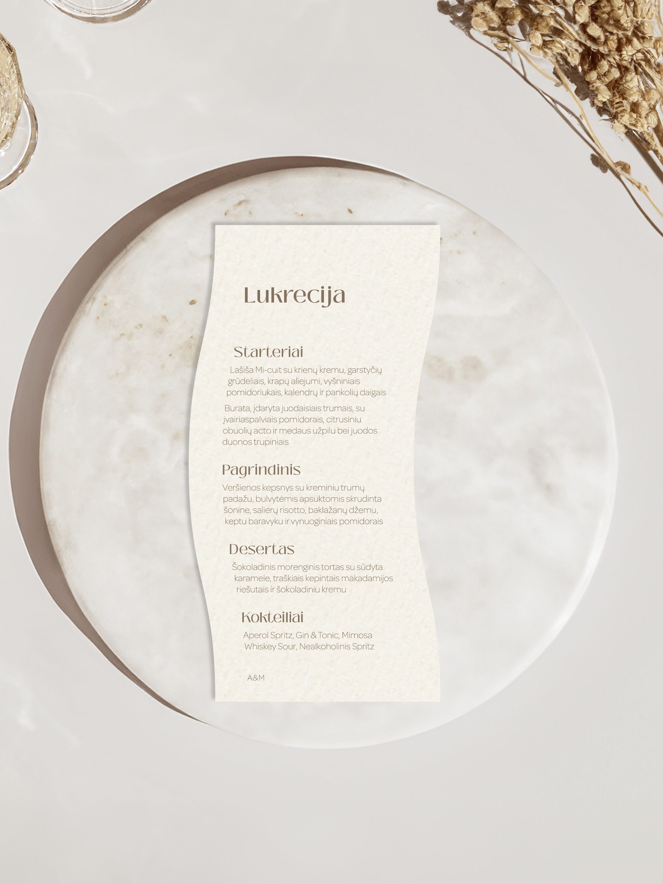 Meniu kortelė Savona