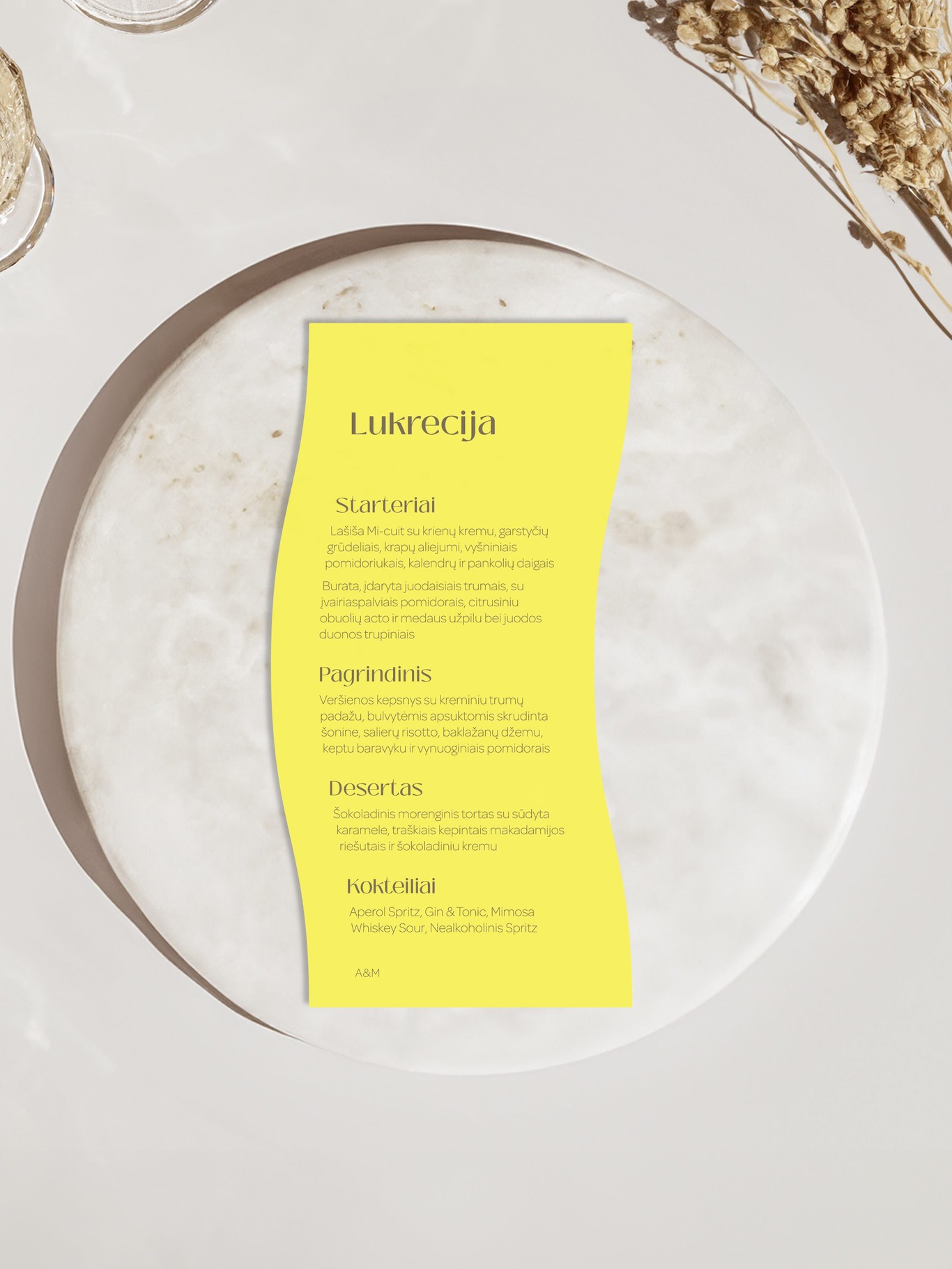 Meniu kortelė Savona