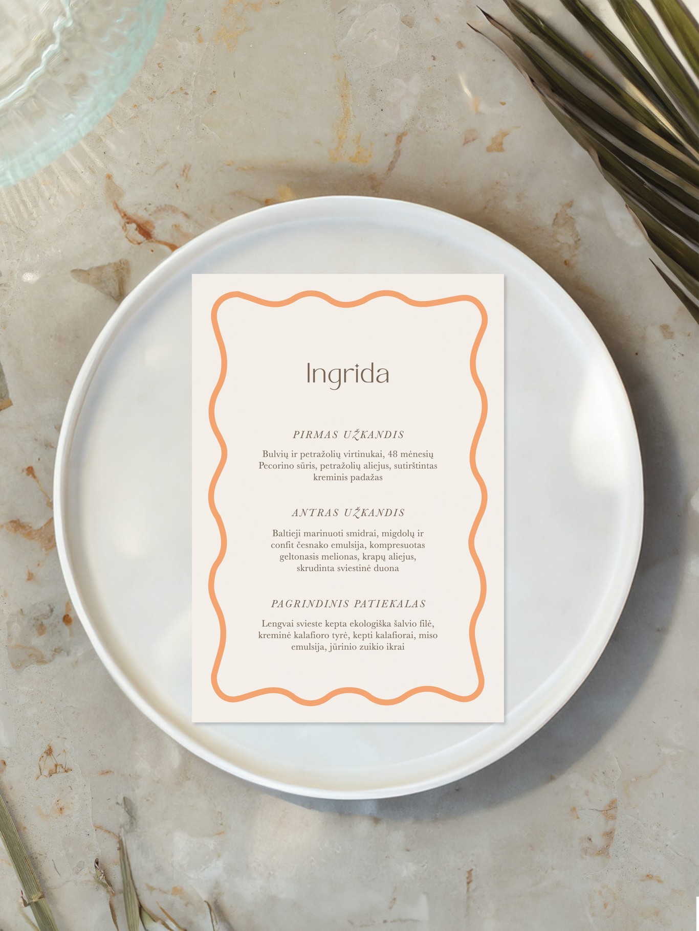 Meniu kortelė Baris