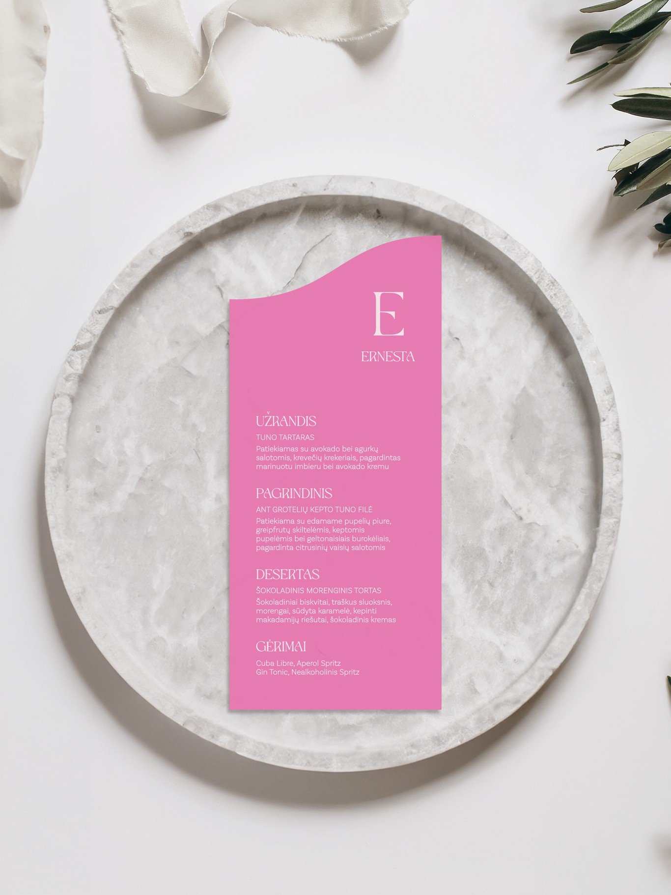 Meniu kortelė Merida