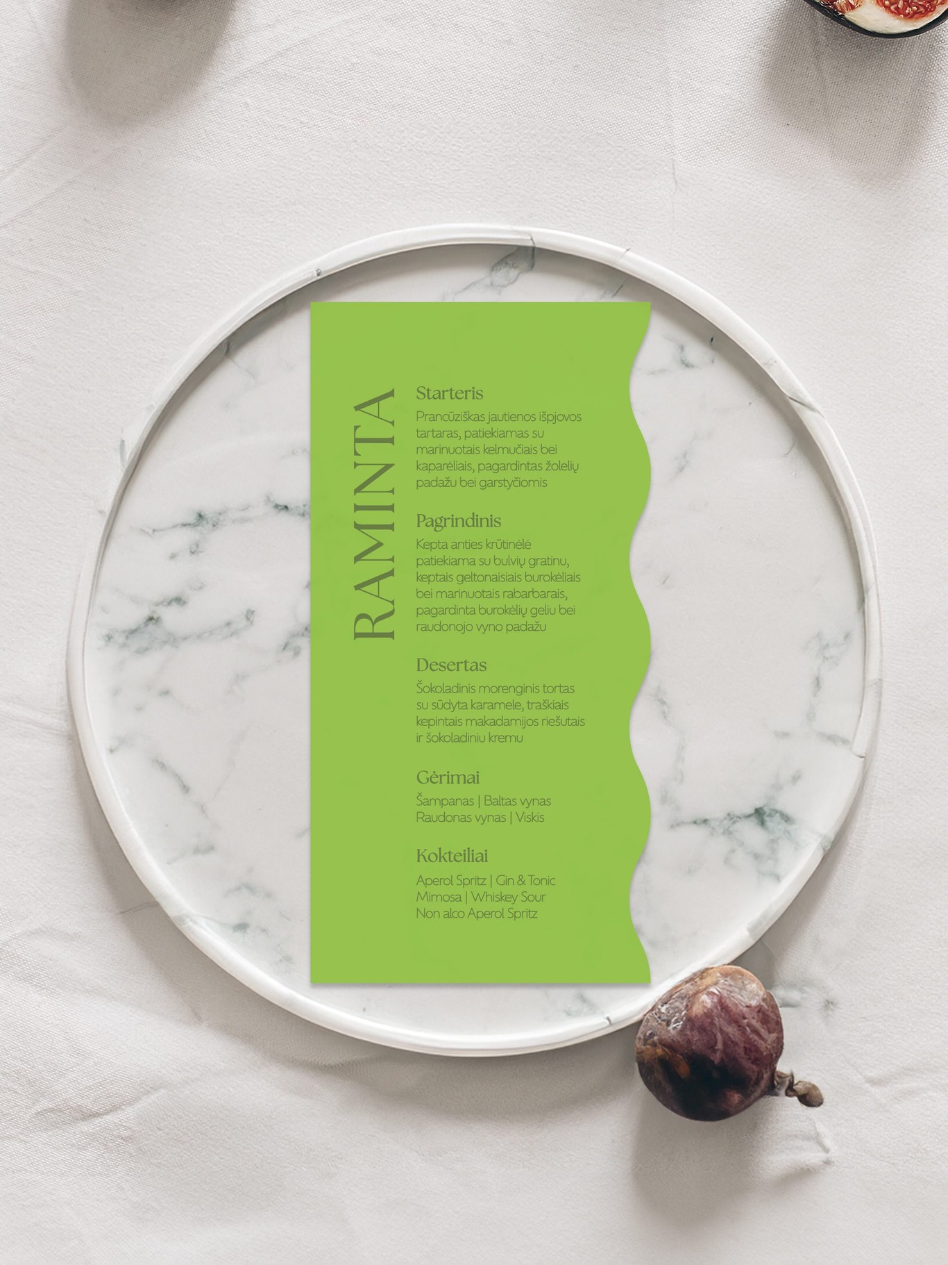 Meniu kortelė Palma