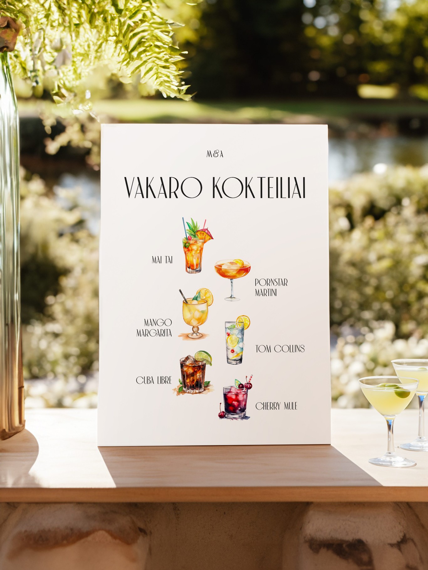 Kokteilių meniu lentelė Malmė