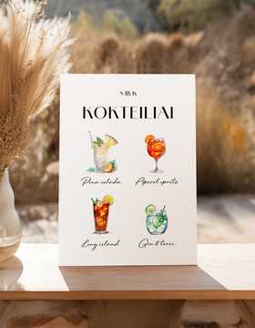 Kokteilių meniu lentelė Barselona