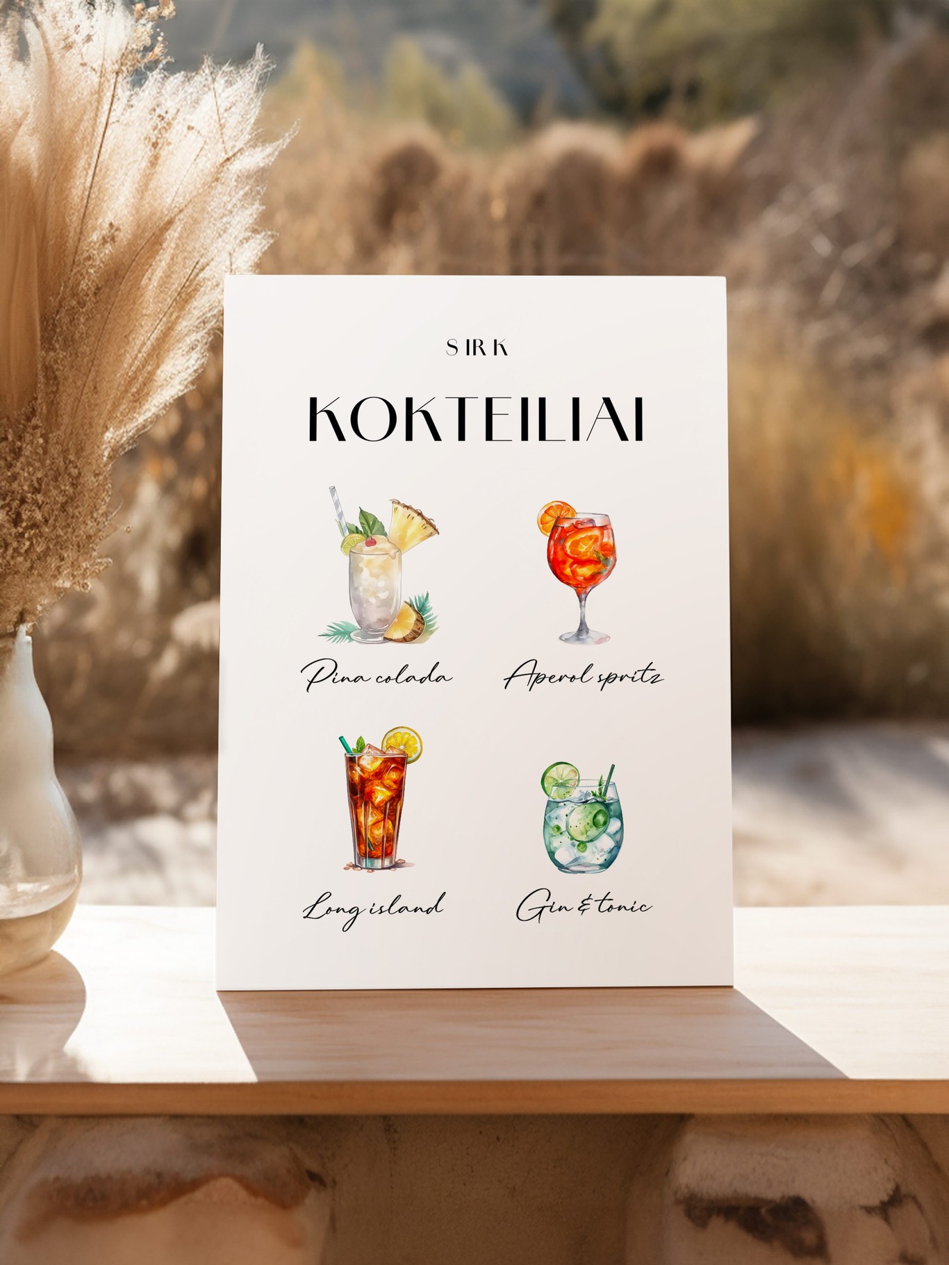 Kokteilių meniu lentelė Barselona