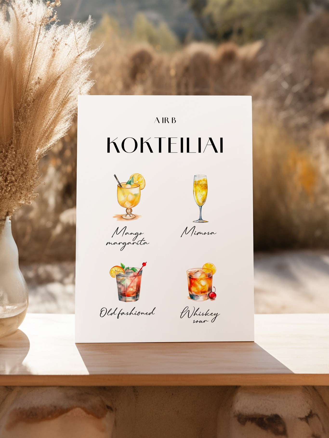 Kokteilių meniu lentelė Barselona