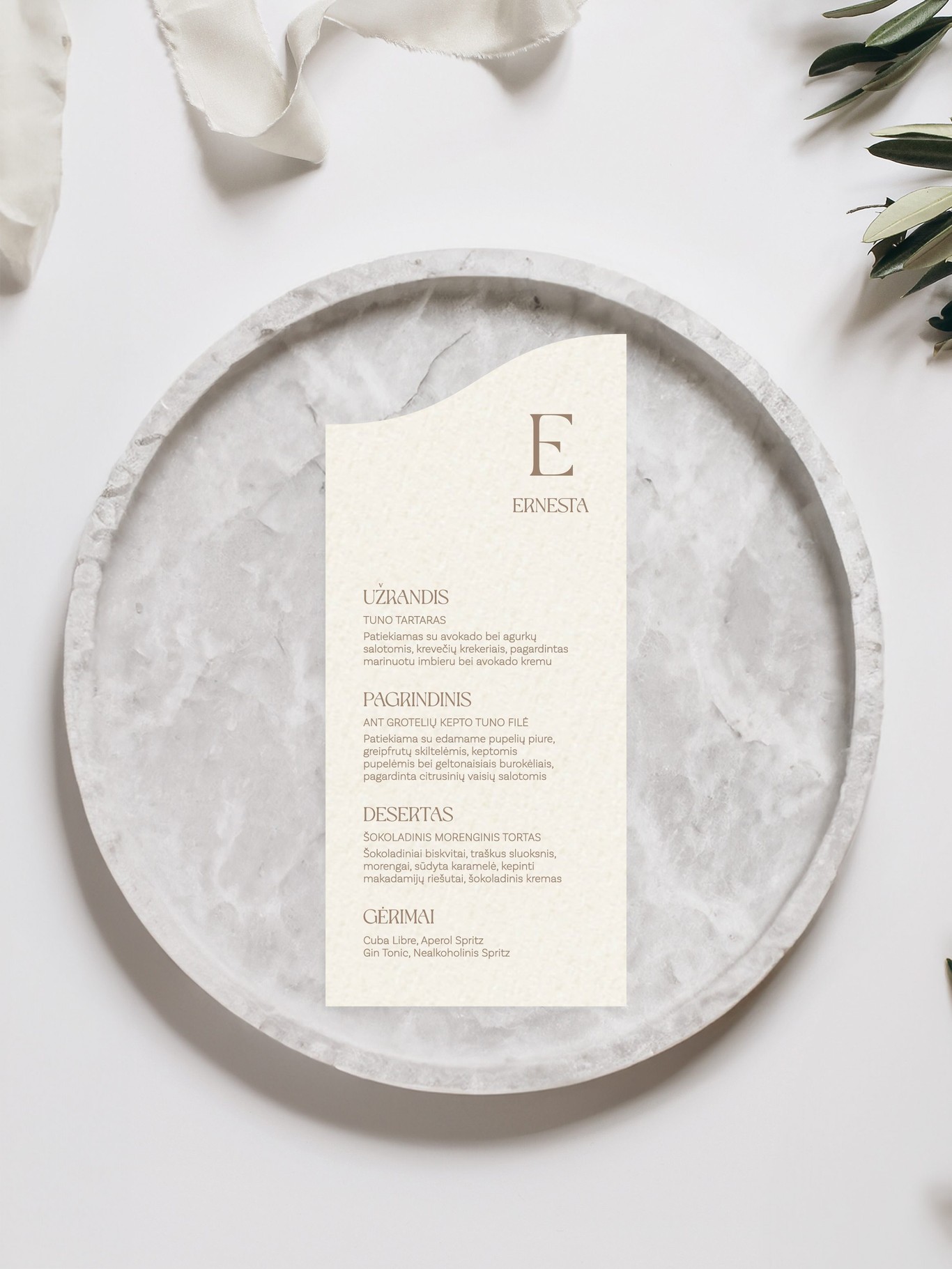 Meniu kortelė Merida