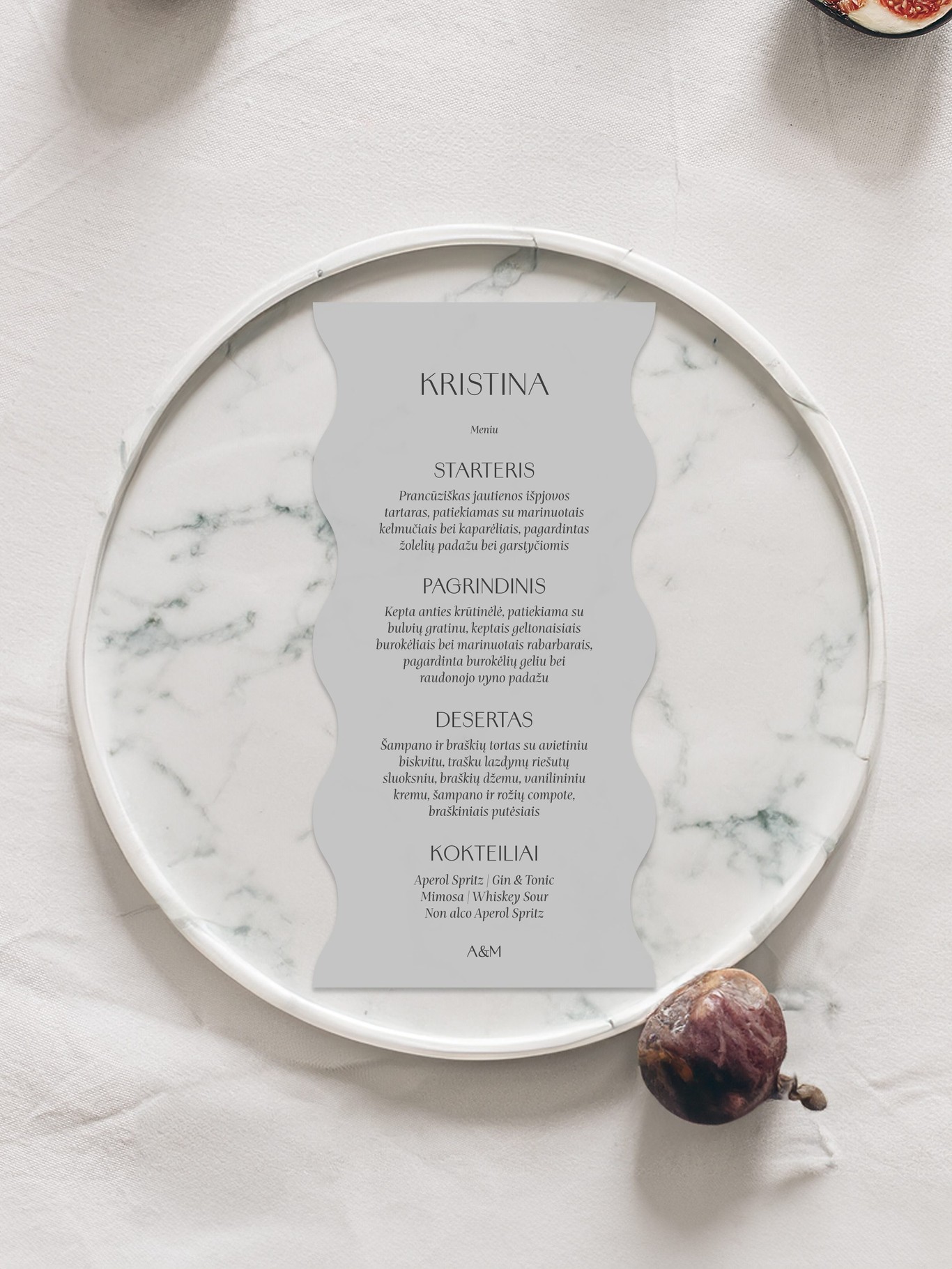 Meniu kortelė Granada