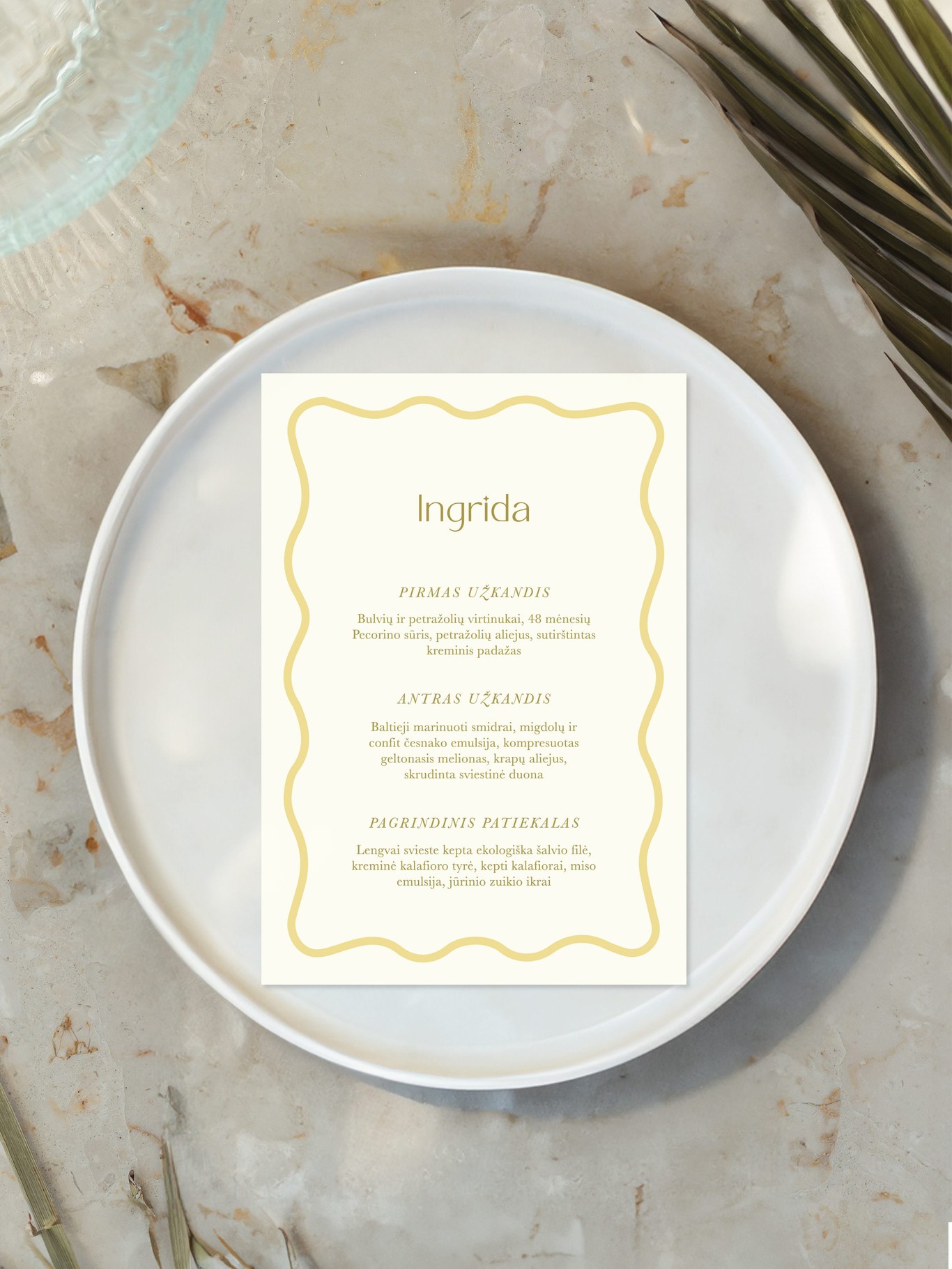 Meniu kortelė Baris