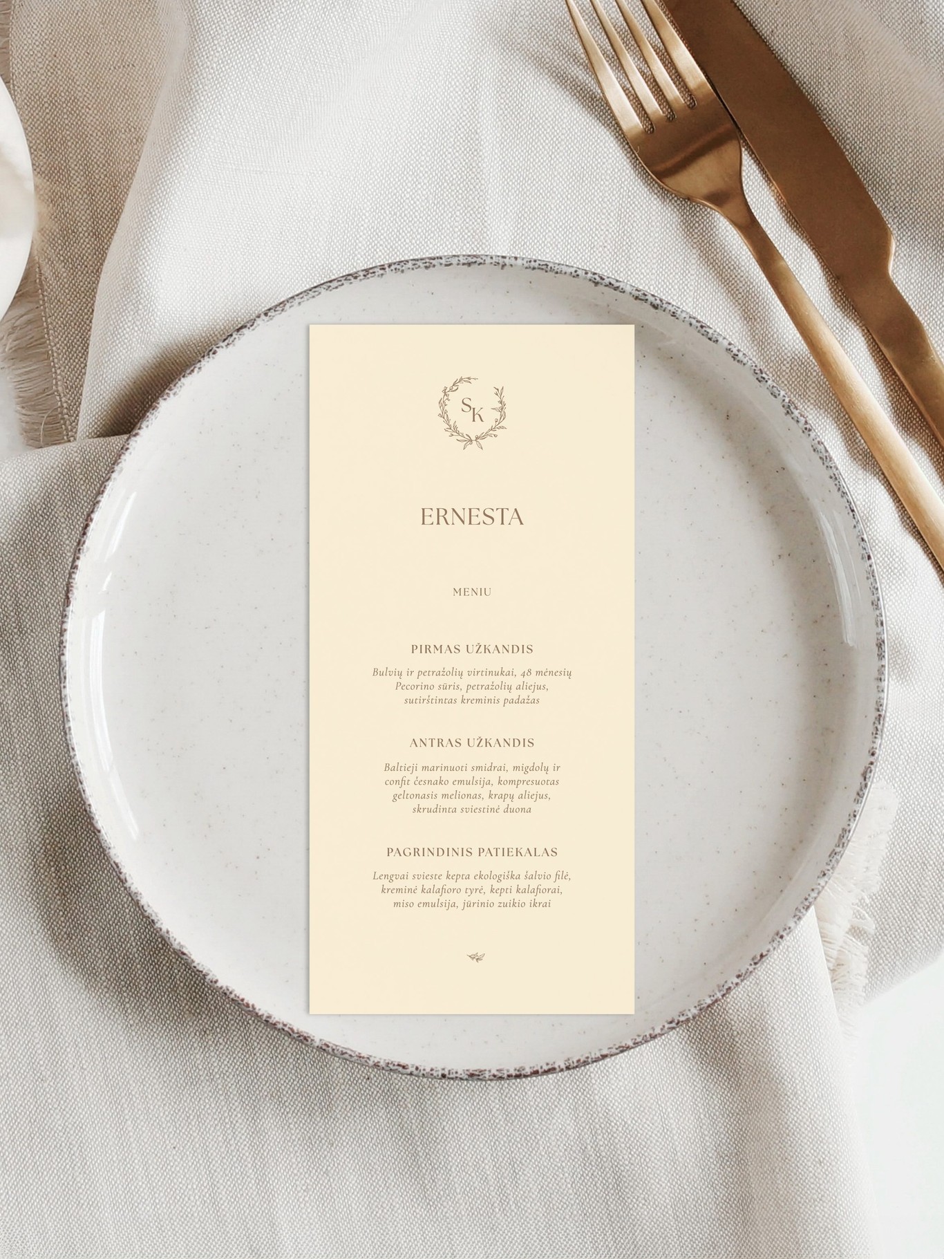 Meniu kortelė Briugė