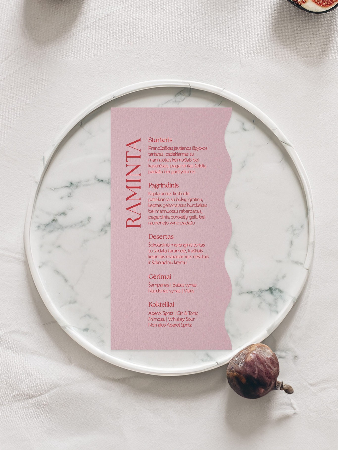 Meniu kortelė Palma