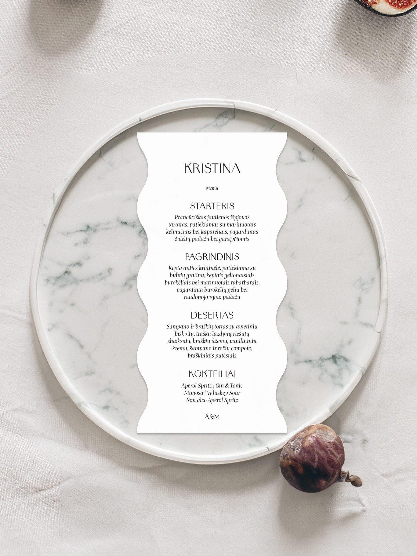 Meniu kortelė Granada