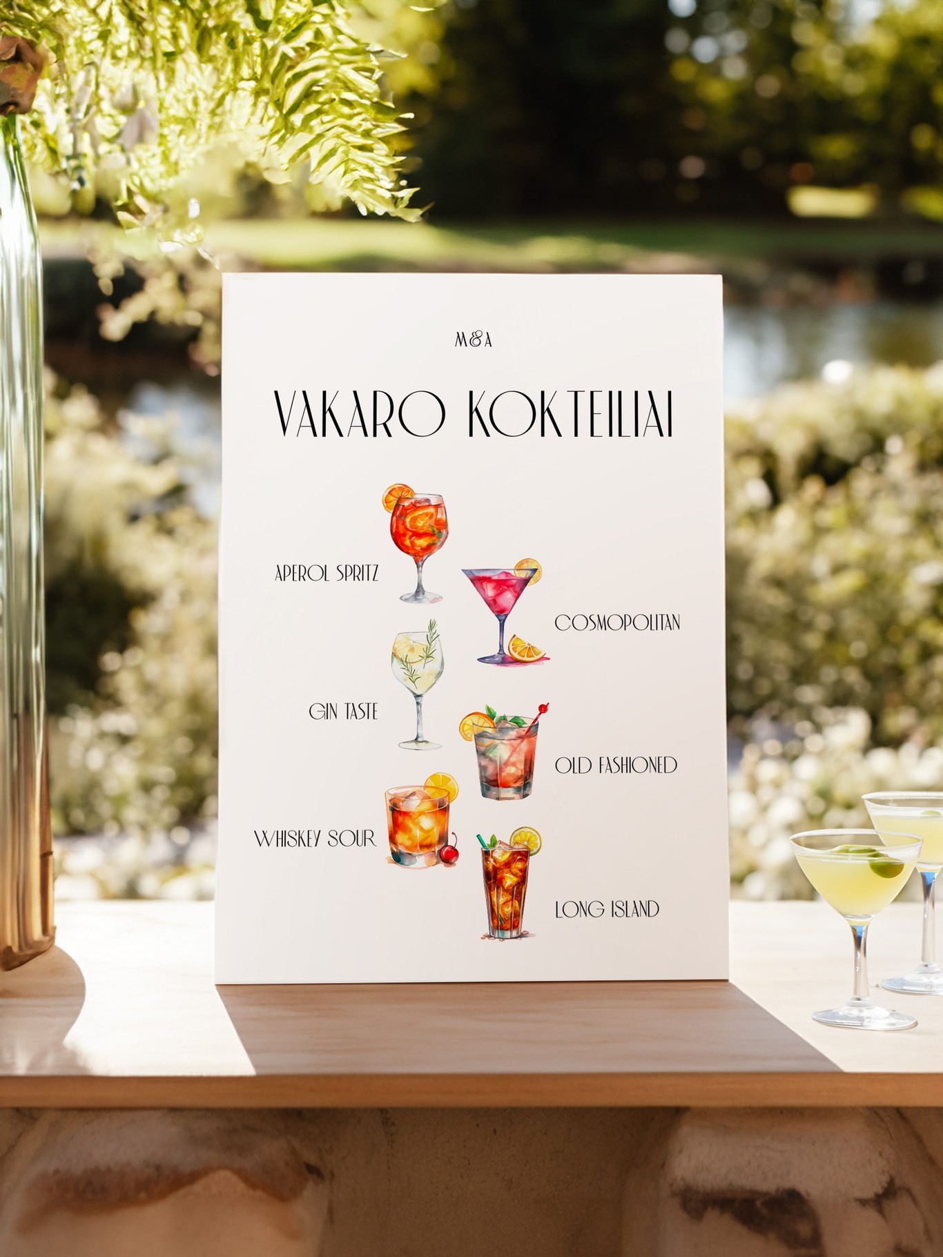 Kokteilių meniu lentelė Malmė