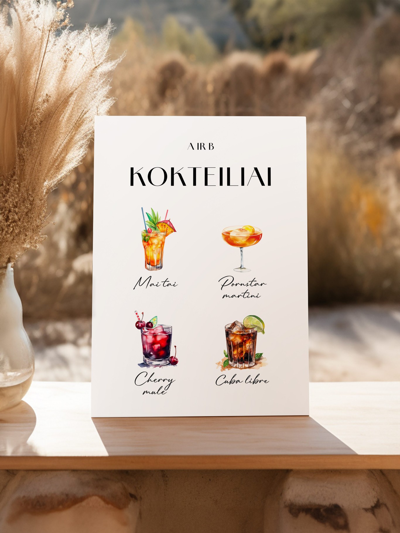 Kokteilių meniu lentelė Barselona