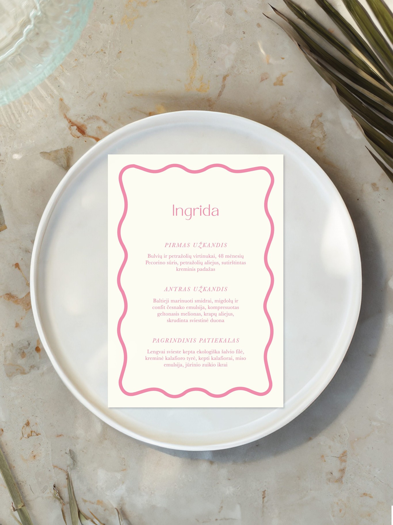 Meniu kortelė Baris