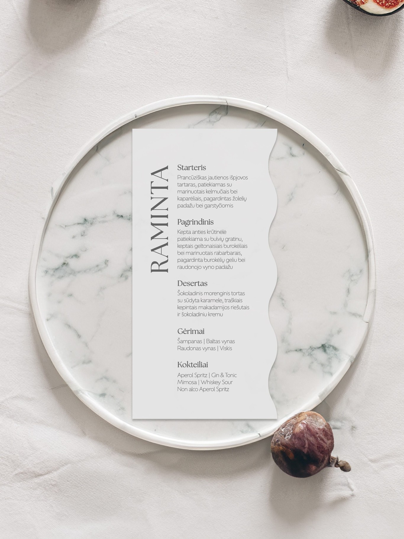 Meniu kortelė Palma