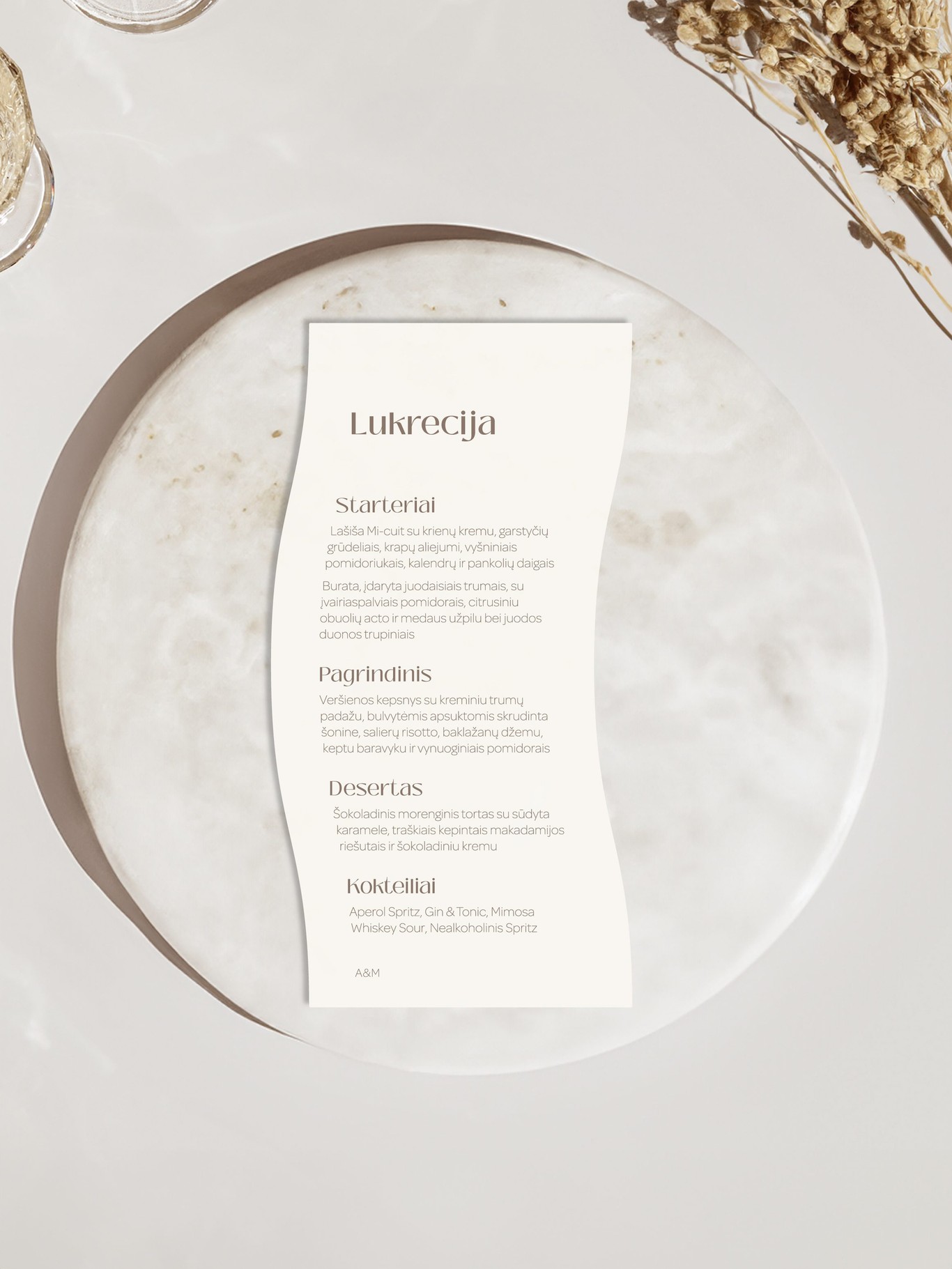 Meniu kortelė Savona