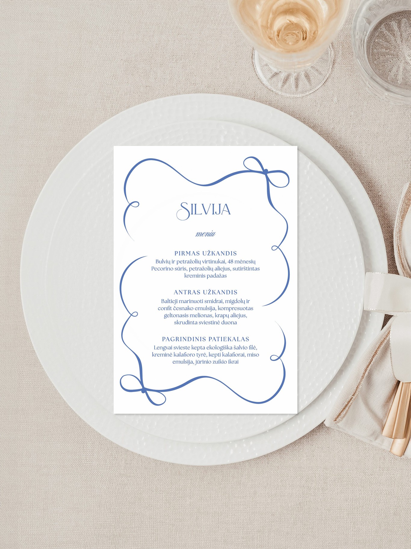 Meniu kortelė Versalis