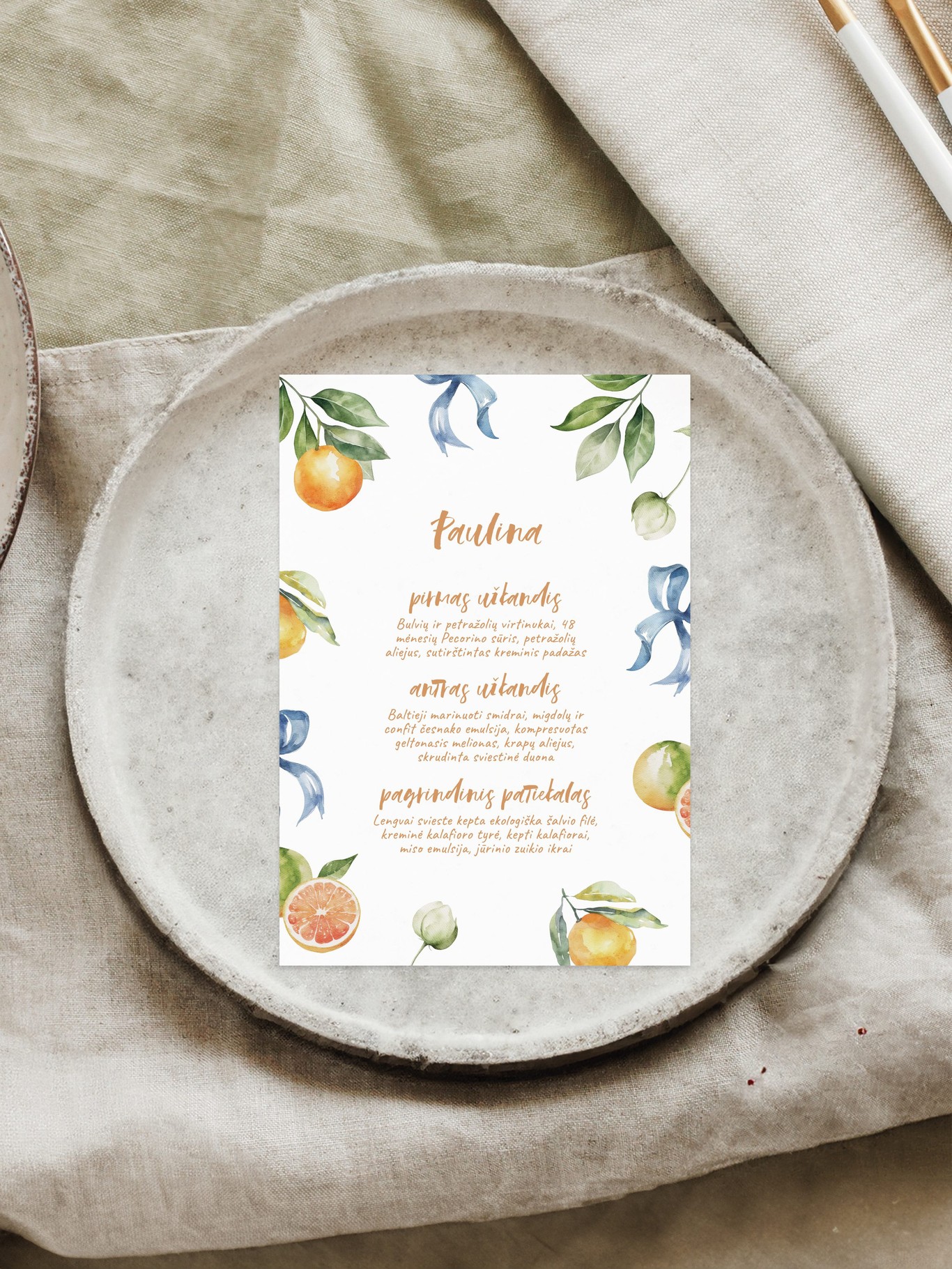 Meniu kortelė Palermas