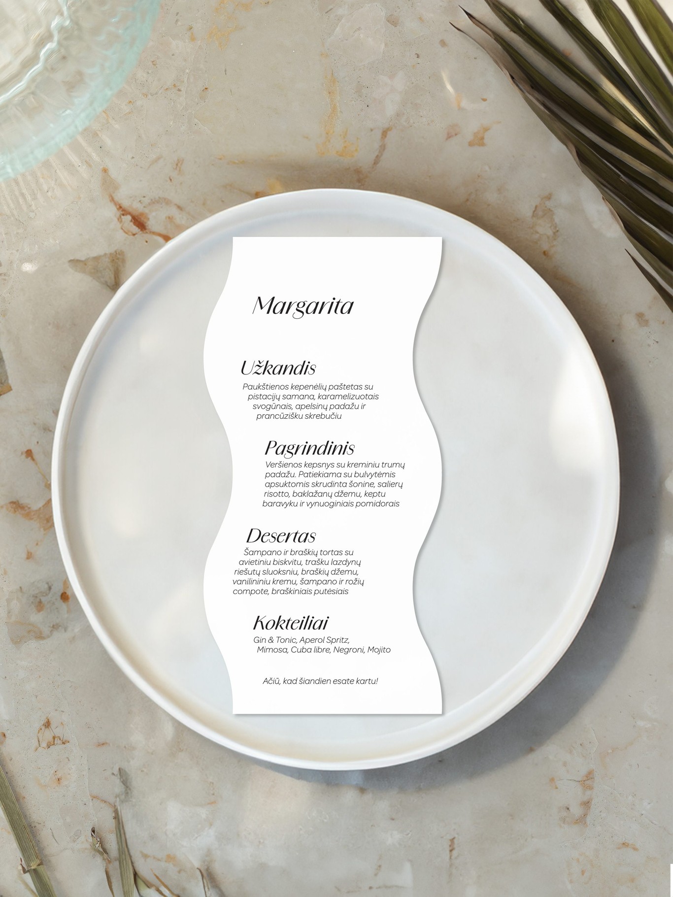 Meniu kortelė Verona