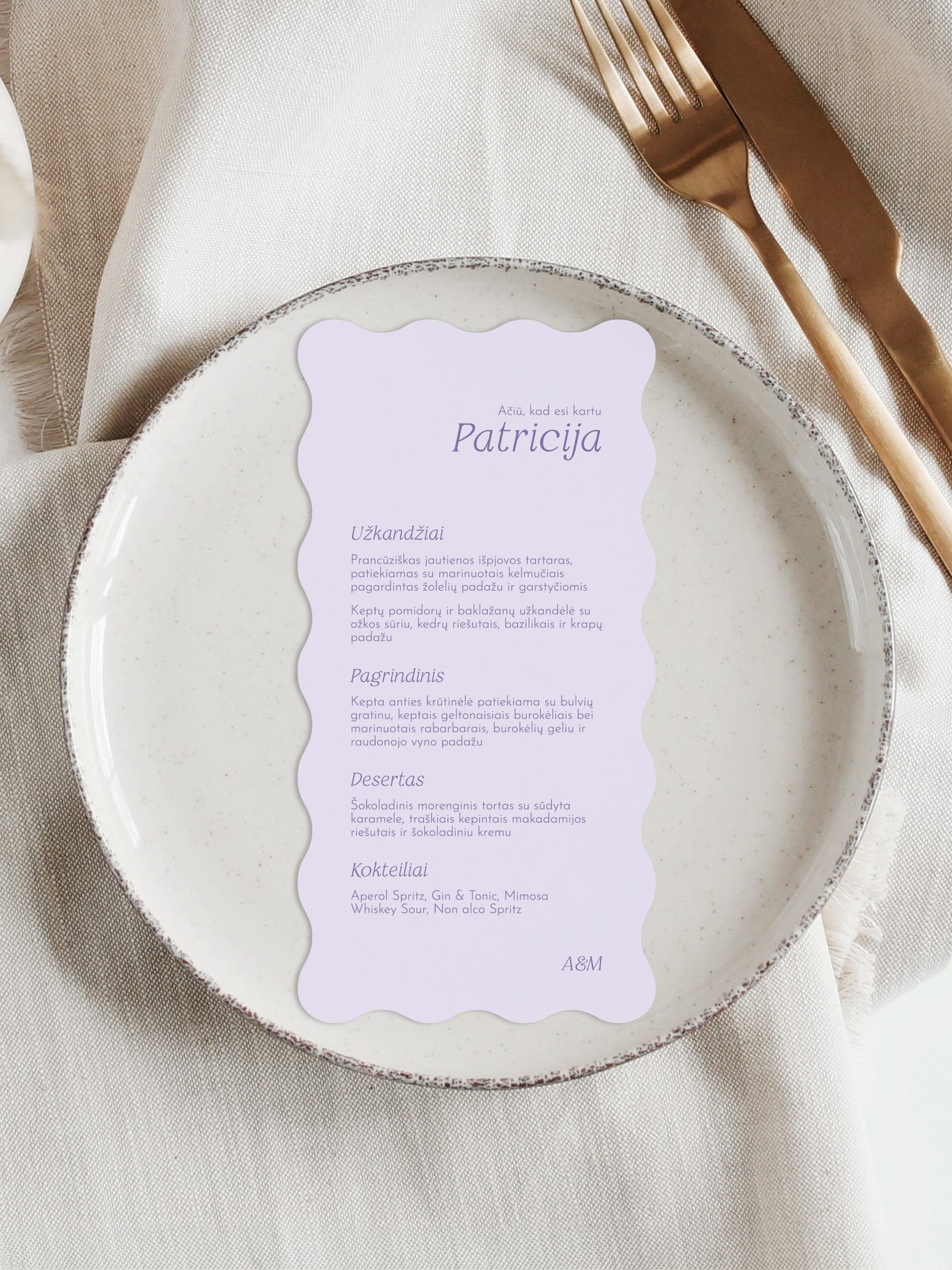 Meniu kortelė Mesina