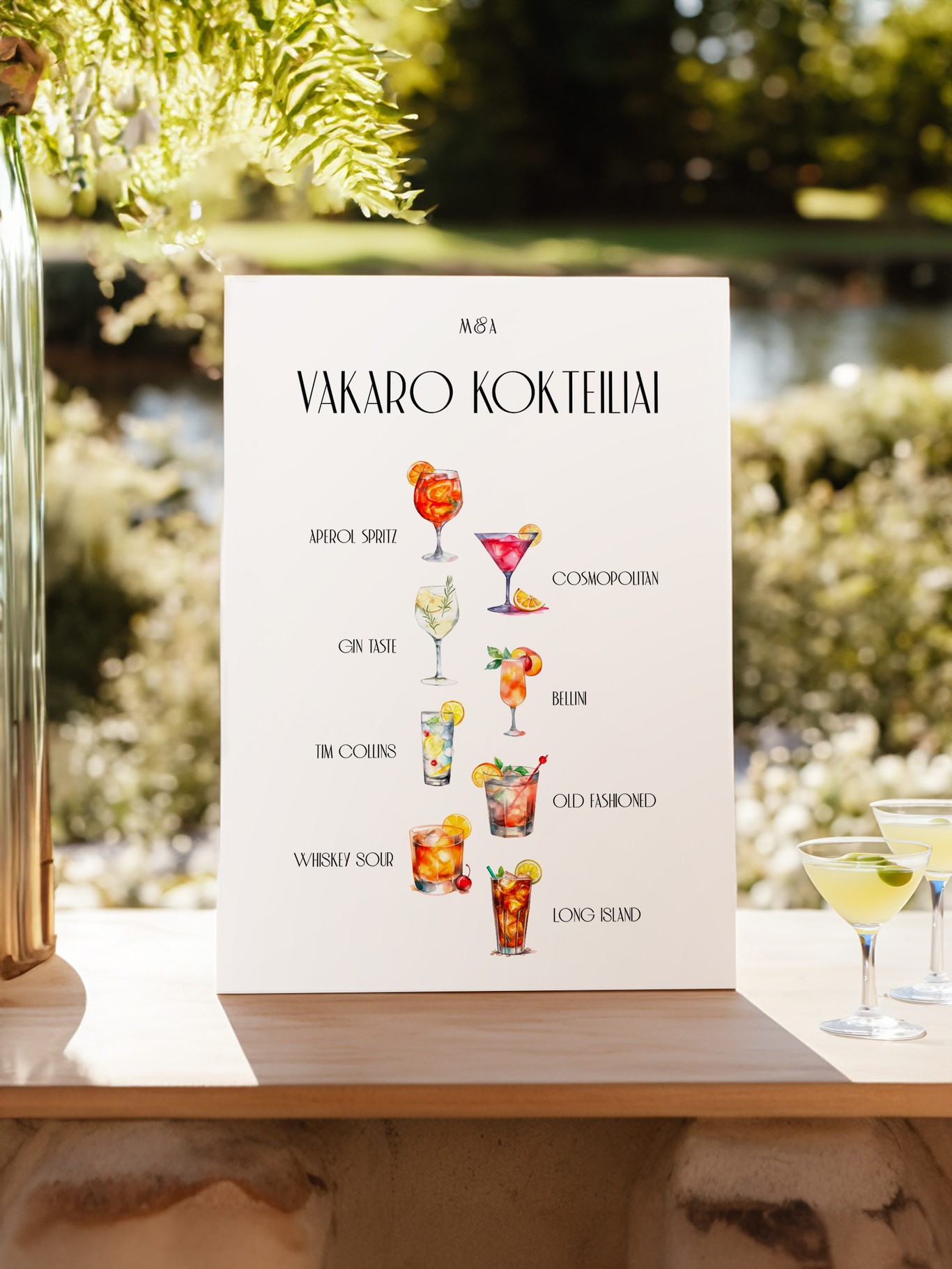 Kokteilių meniu lentelė Malmė