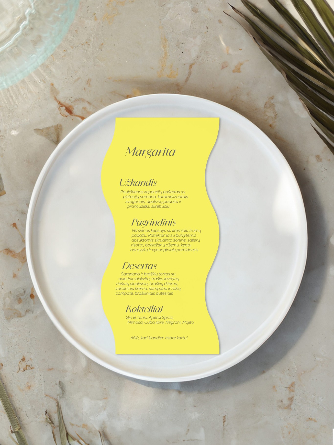 Meniu kortelė Verona