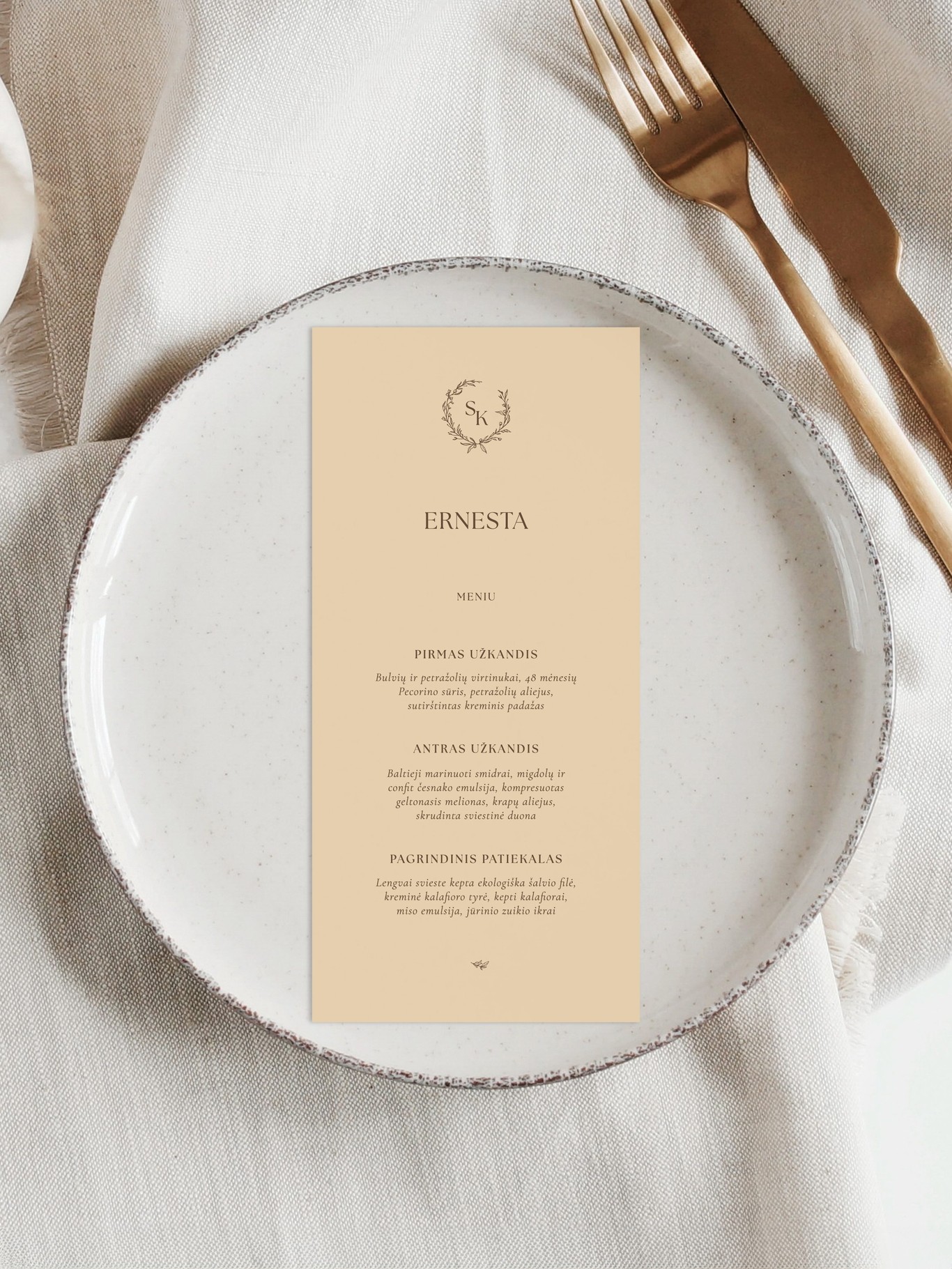 Meniu kortelė Briugė