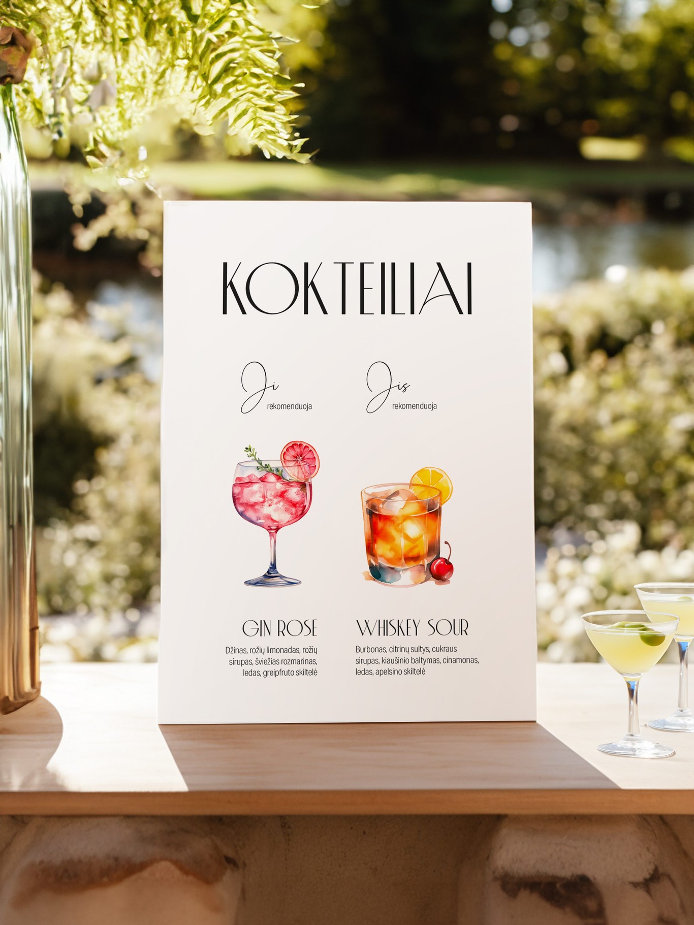 Kokteilių meniu lentelė Neapolis