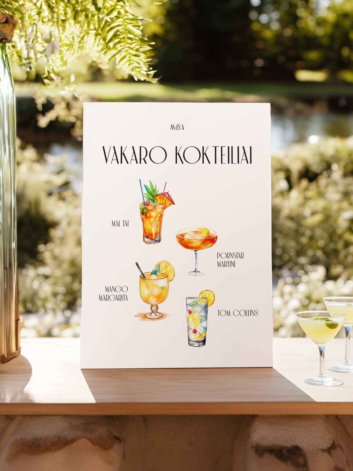 Kokteilių meniu lentelė Malmė