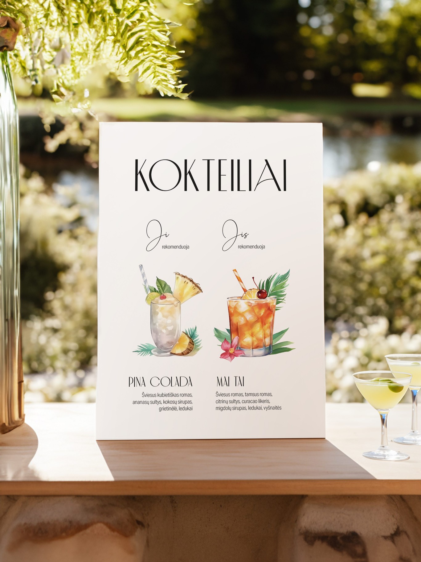 Kokteilių meniu lentelė Neapolis