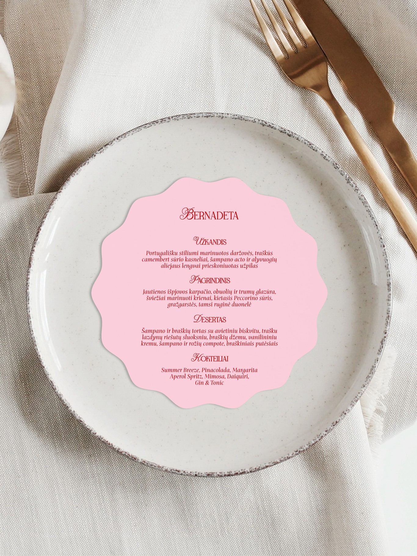 Meniu kortelė Siena