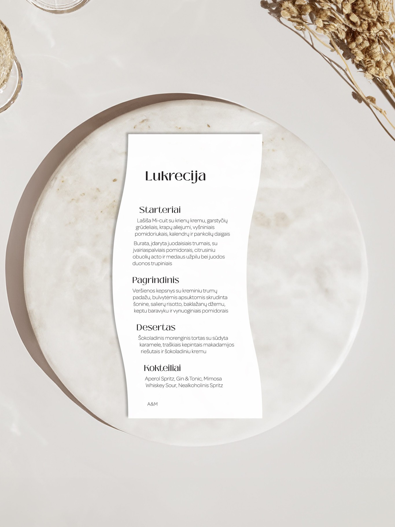 Meniu kortelė Savona