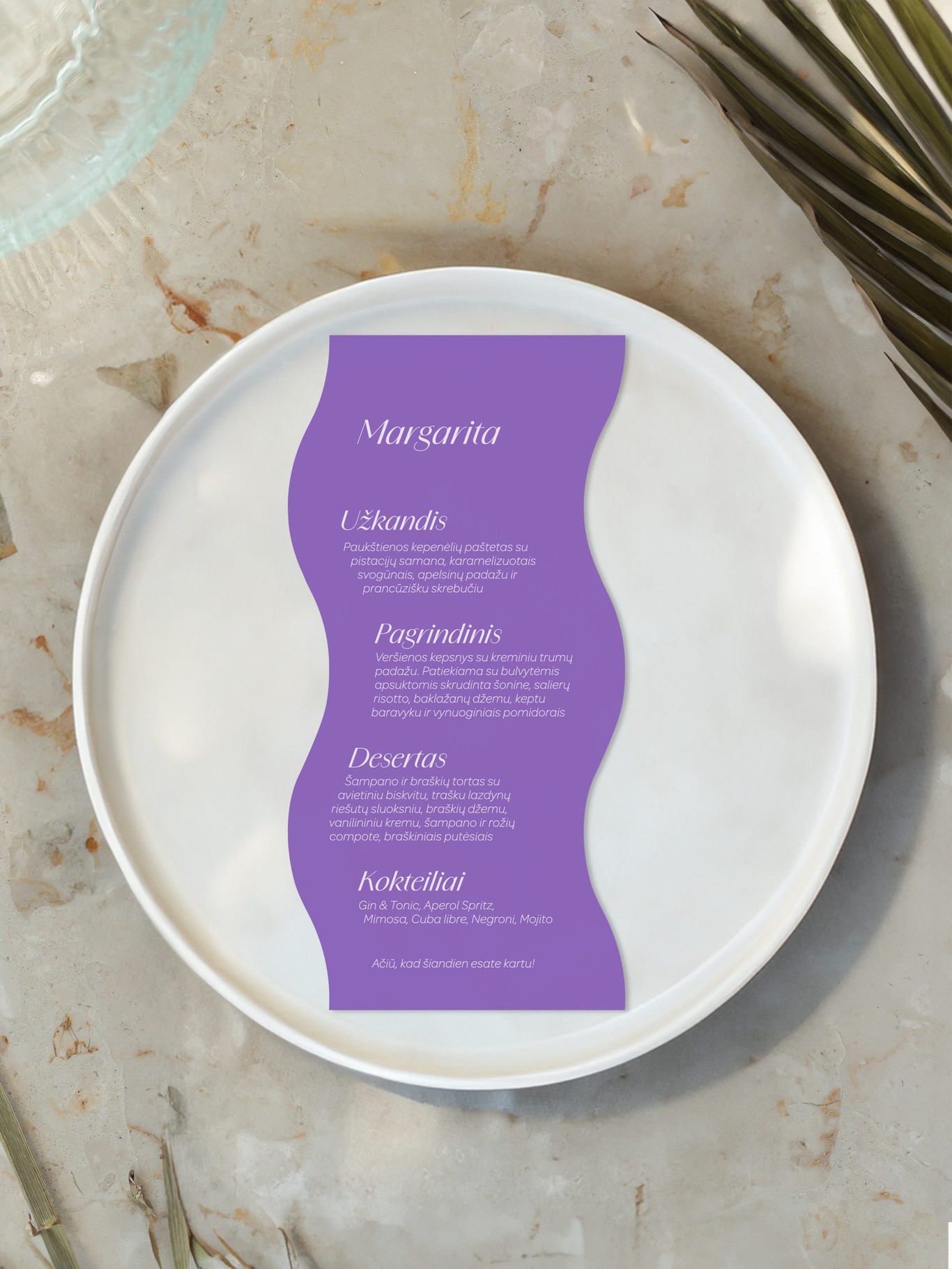 Meniu kortelė Verona