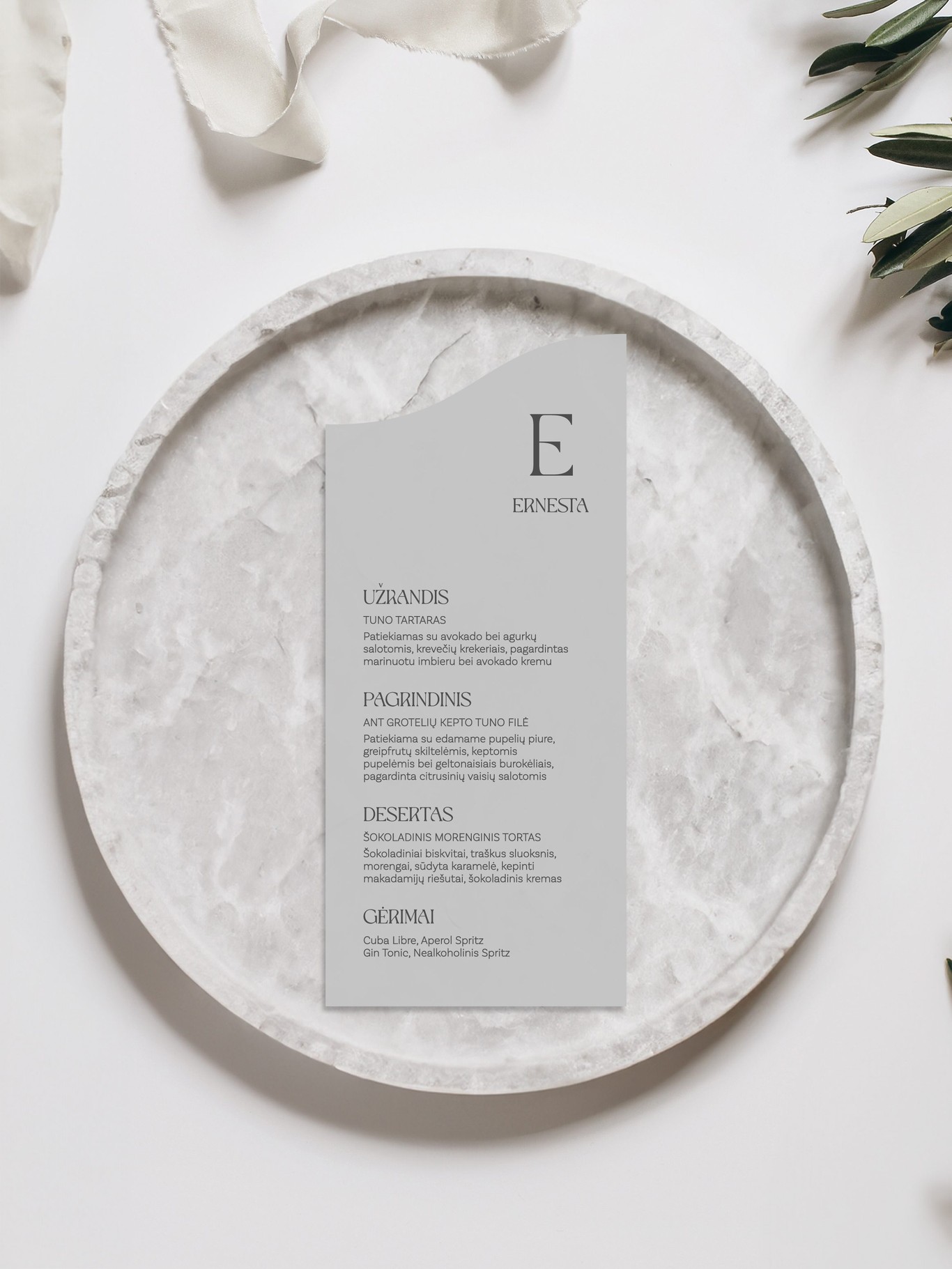 Meniu kortelė Merida