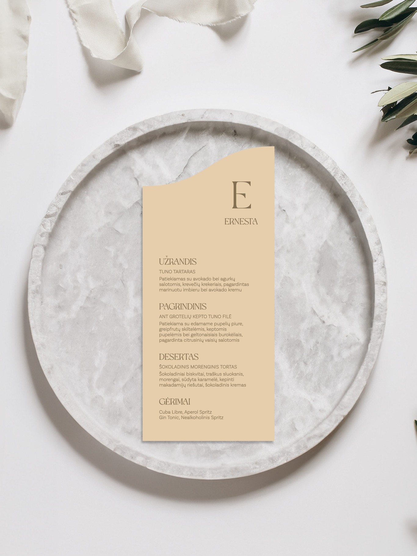 Meniu kortelė Merida