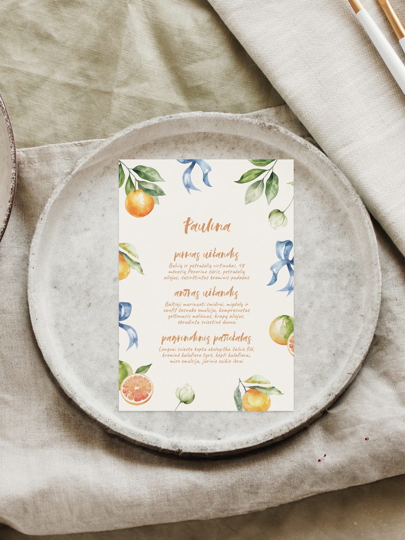 Meniu kortelė Palermas