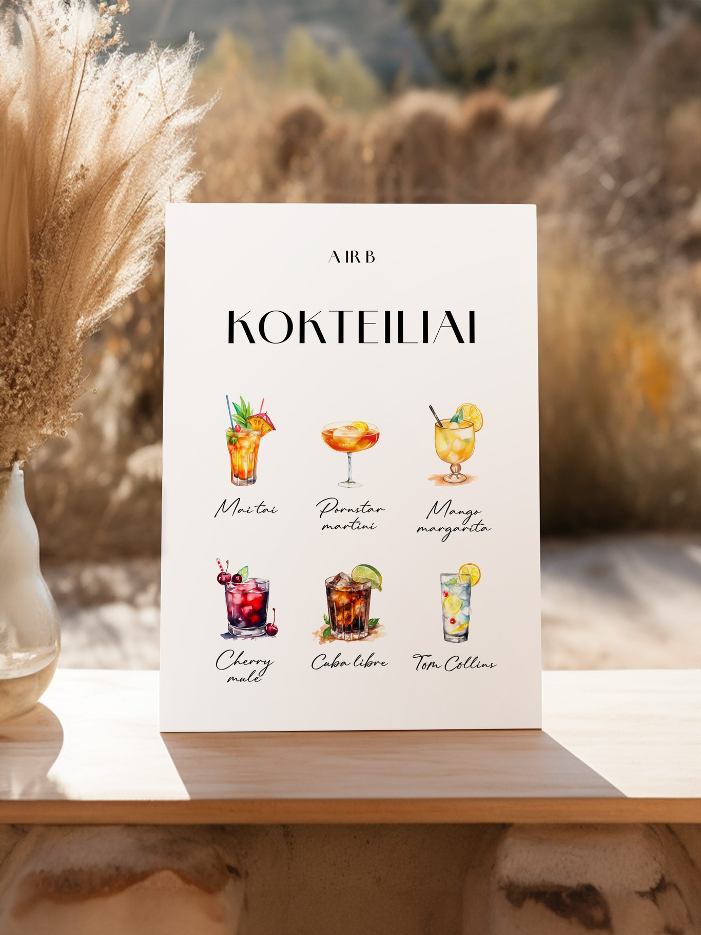 Kokteilių meniu lentelė Barselona