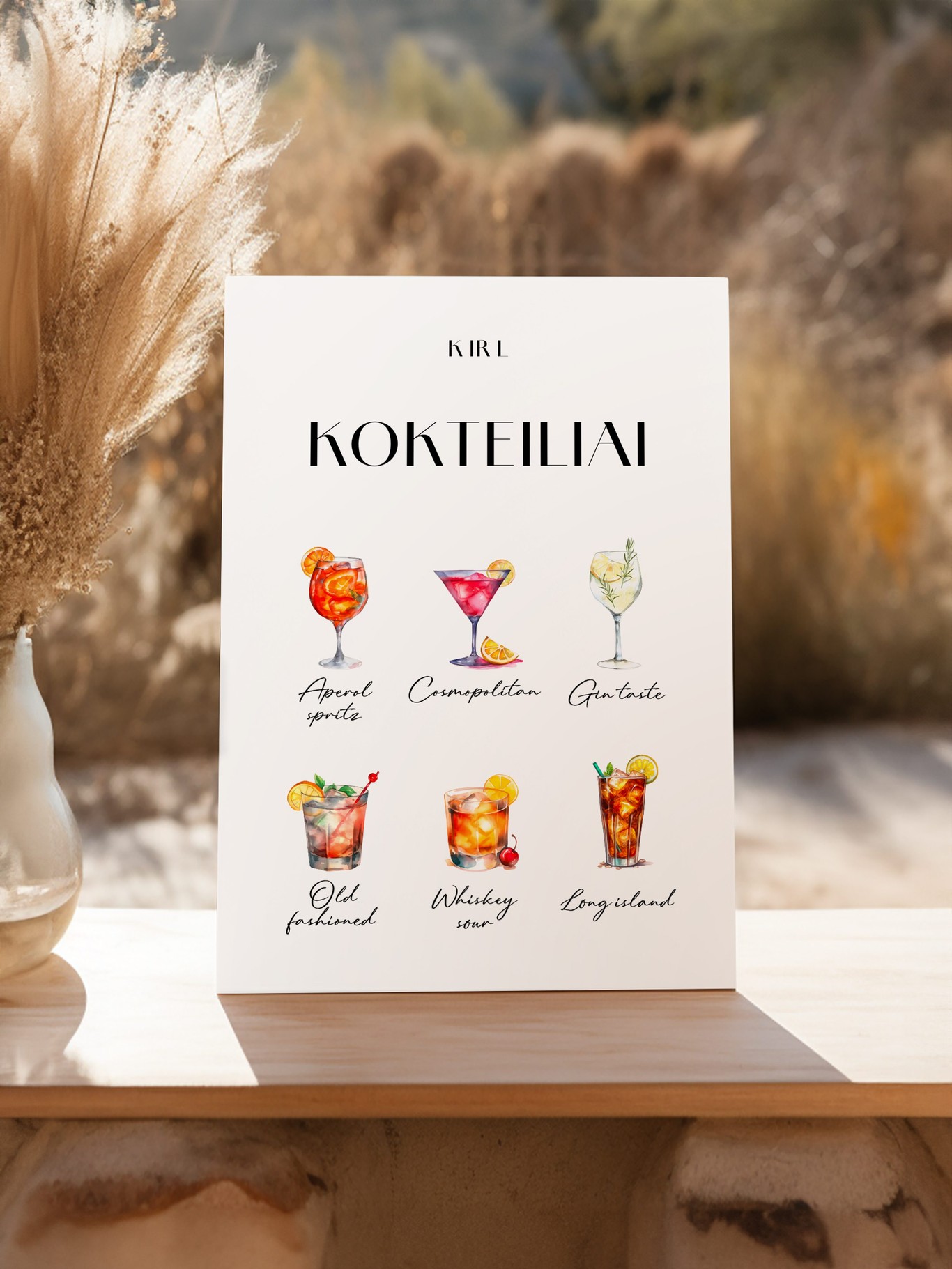 Kokteilių meniu lentelė Barselona