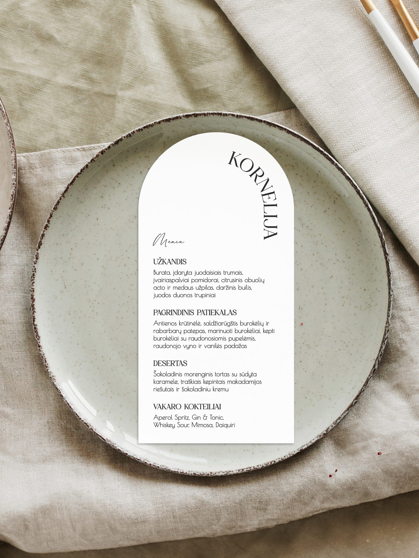 Meniu kortelė Valencija